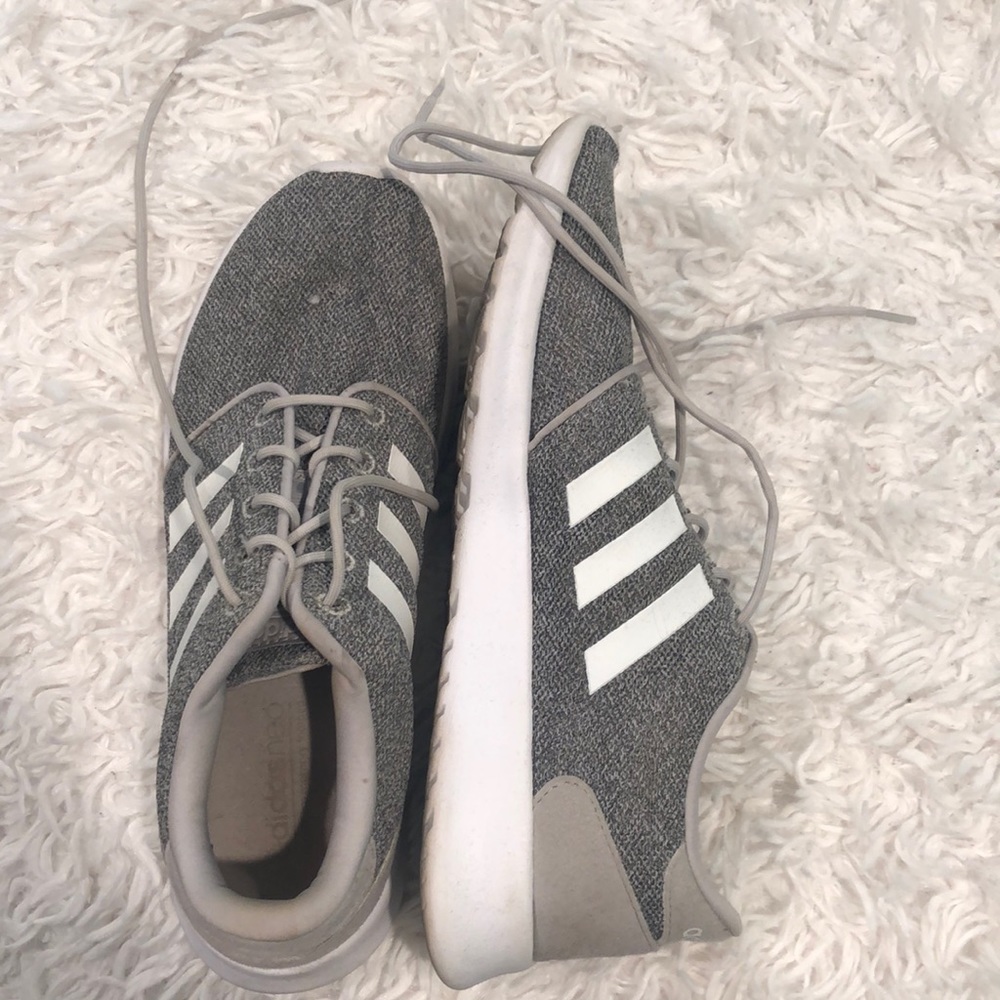 Grey and white Adidas’s sneakers